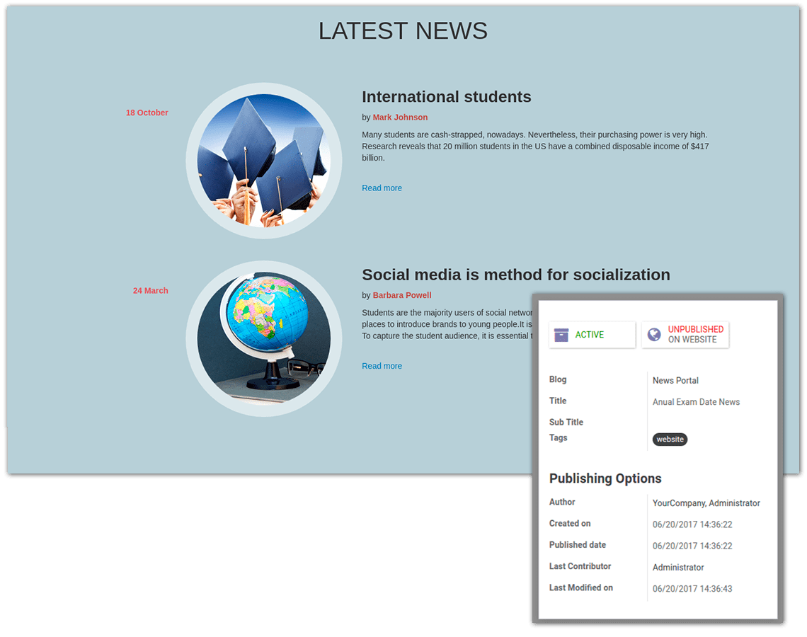 Publish, manage, and control news updates for students, faculty, and staff in a centralized platform.