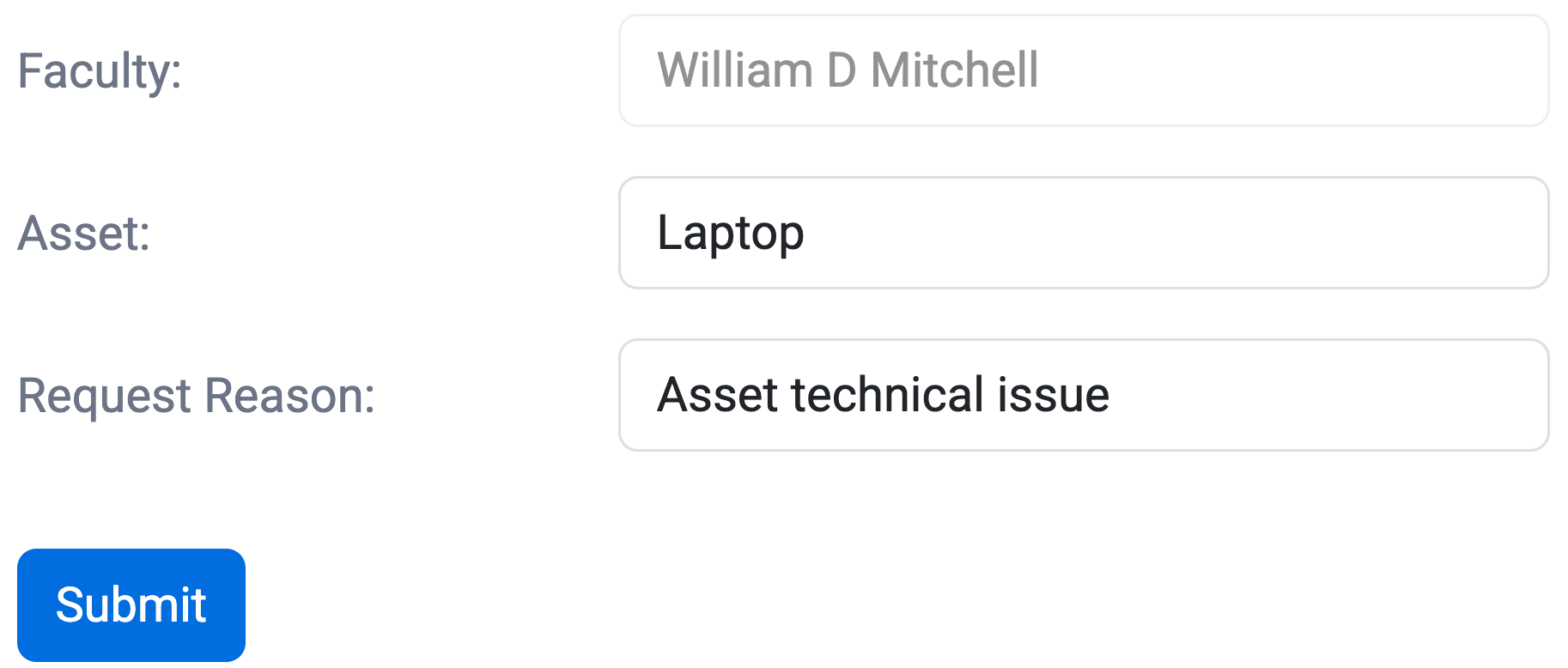 Easy asset requests with categories, attachments, real-time tracking, automated alerts, and mobile/desktop access.