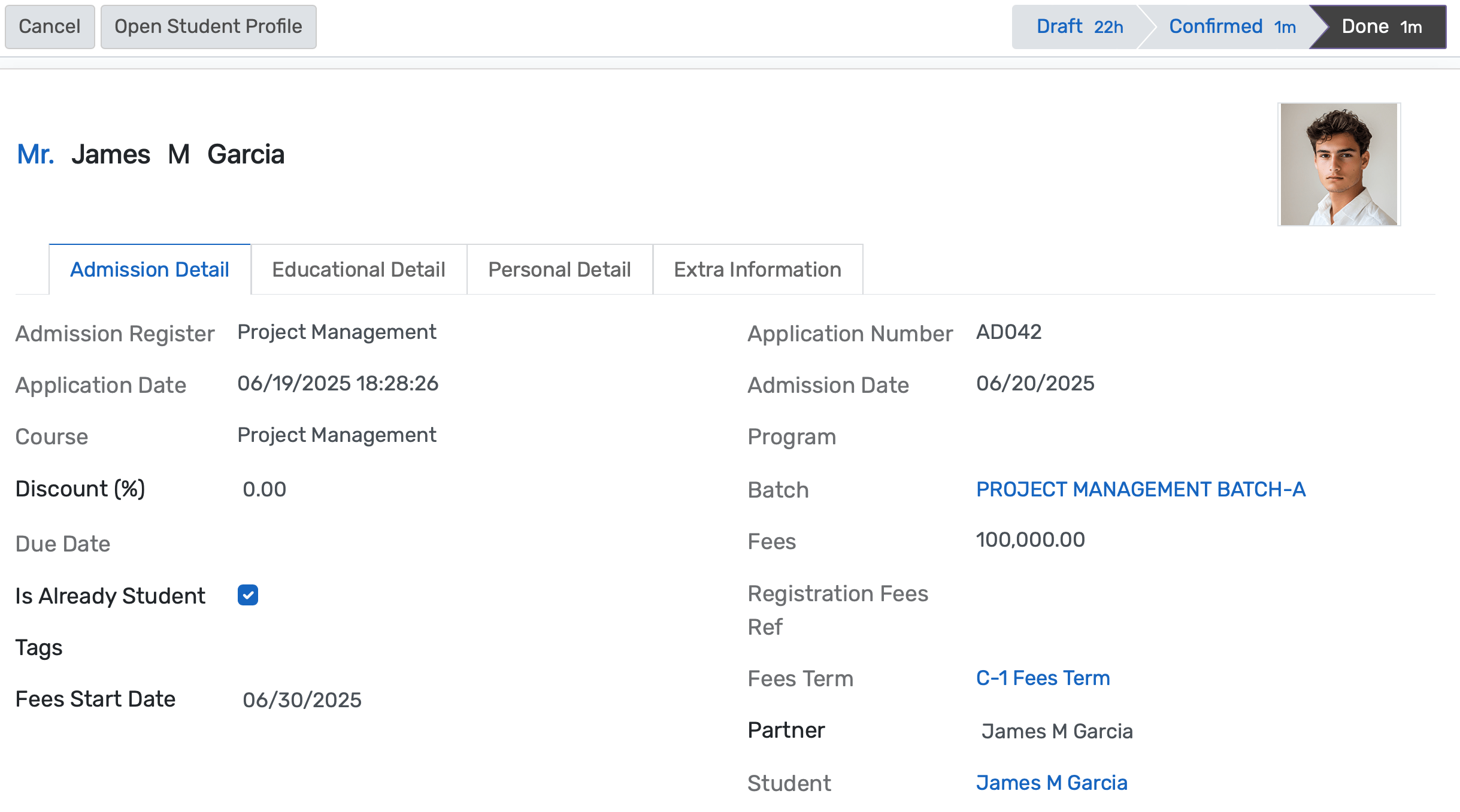 Admissions dashboard showing real-time application tracking, automated task assignment, analytics, and custom workflow management