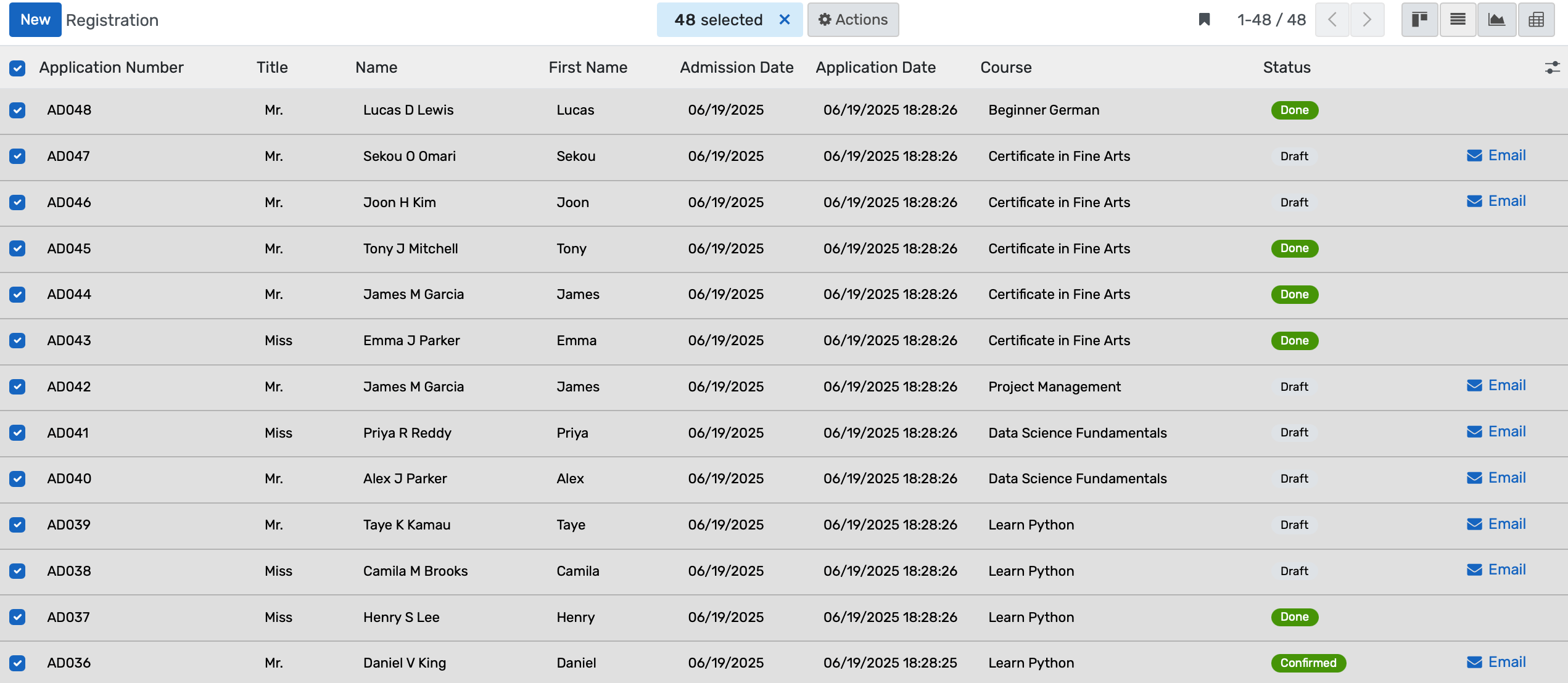 Applicant management dashboard featuring centralized intake, real-time tracking, auto-tagging, document reminders, and data export tools