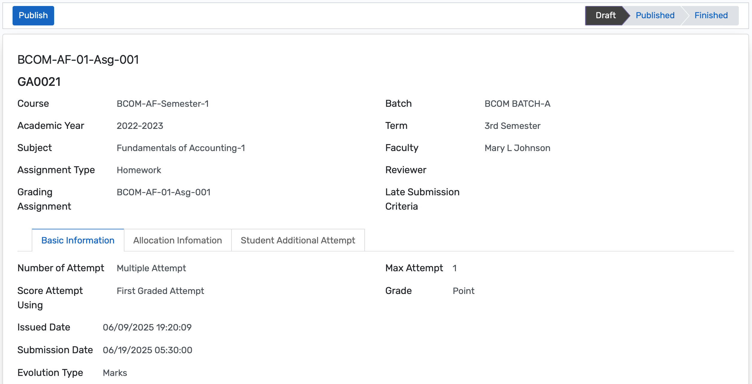 Assignment creation dashboard featuring templates, scheduling, multimedia attachments, curriculum alignment, and version control
