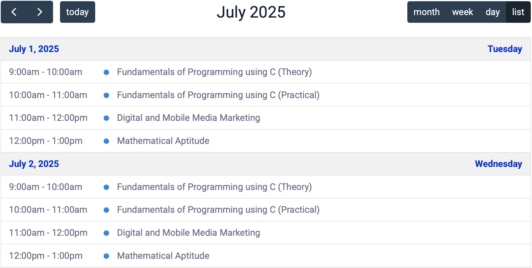 Timetable platform with online schedules for students and teachers, instant change notifications, detailed reports, and digital display options