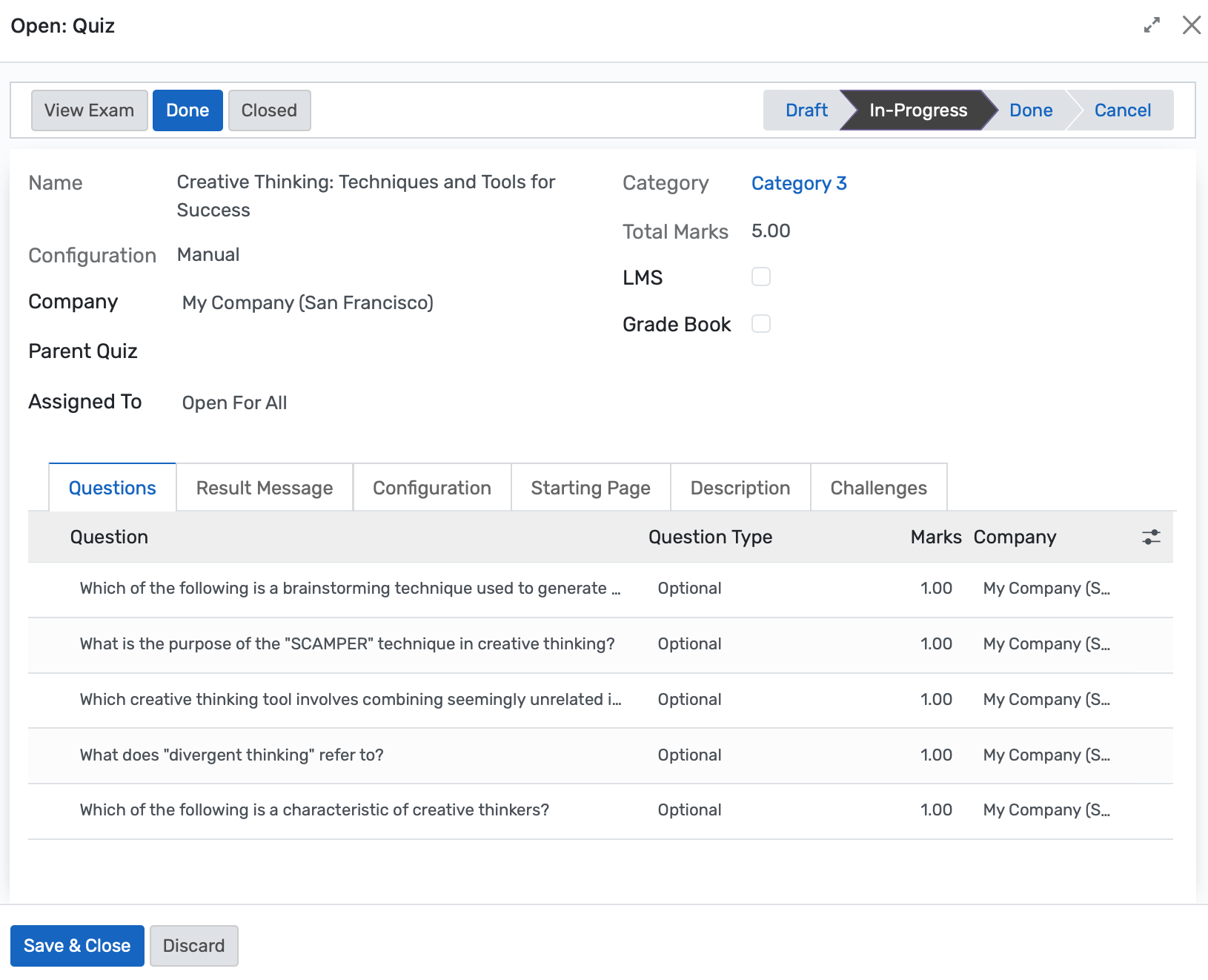 Centralized, versioned question repository; import/export, categorization, and flexible exam creation.