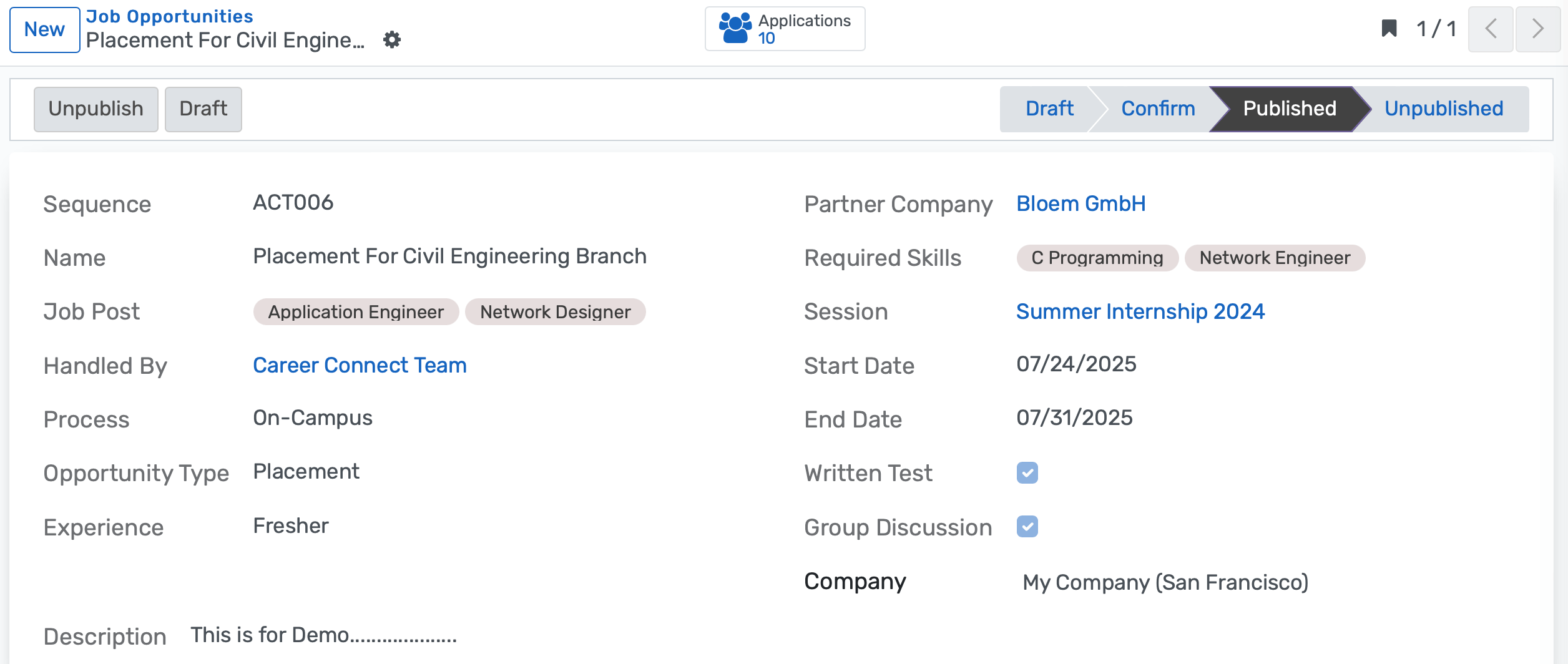 Automate placement process, track applications, manage recruiters, schedule interviews, and generate analytics.