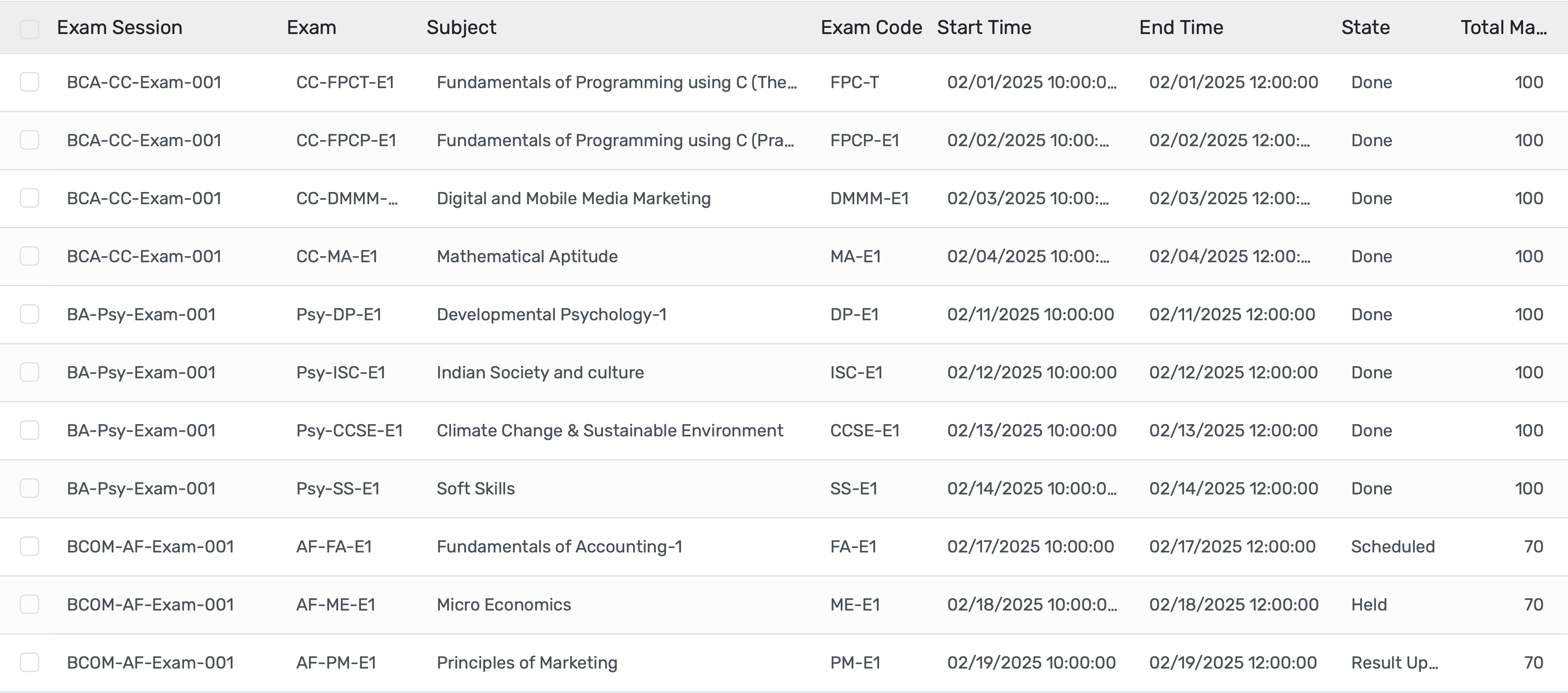 Exam scheduling dashboard automating clash-free timetables, venue assignments, and personalized student exam schedules